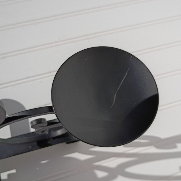 3 Tiered Iron Candelabra Black Metal Pillar Candle Centerpiece Fleur de Lis Vtg - Picture 6 of 8